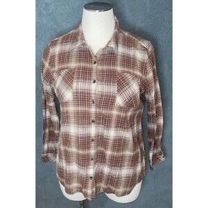 Natural Reflections Womens Flannel Shirt‎ 2XL Plaid Grunge Indie Classic Cozy